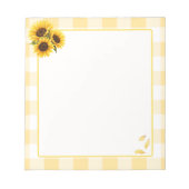 Sonnenblumen-Gingham-Notizblock Notizblock (Vorderseite)
