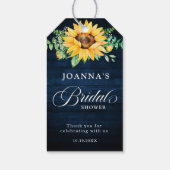 Sonnenblumen Gipskraut Navy Blue Brautparty Geschenkanhänger (Rückseite)