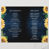 Sonnenblumen Gipskraut Navy Blue Wedding Programm (Rückseite)