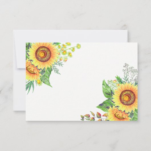 Sonnenblumen Gipskraut Rustic Wedding RSVP (Rückseite)