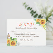 Sonnenblumen Gipskraut Rustic Wedding RSVP Karte (Stehend Vorderseite)