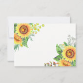 Sonnenblumen Gipskraut Rustic Wedding RSVP Karte (Rückseite)