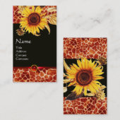 SONNENBLUMEN, GIRAFFE-HAUT UND ROTES RUBY GEMSTONE VISITENKARTE (Vorne/Hinten)