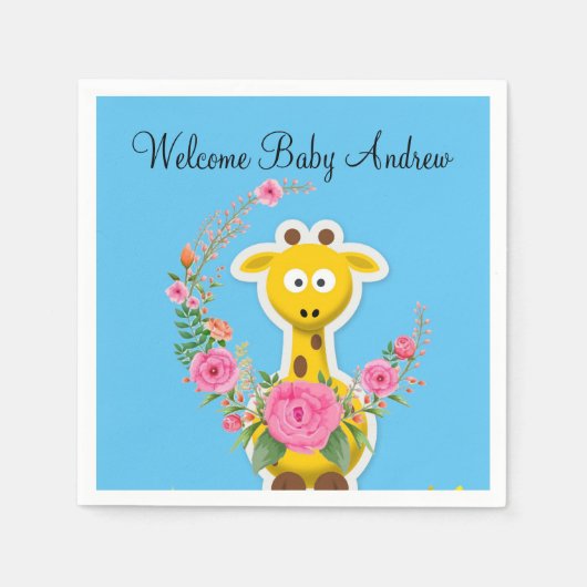 Sonnenblumen Giraffe Papier Napkins Serviette (Vorderseite)