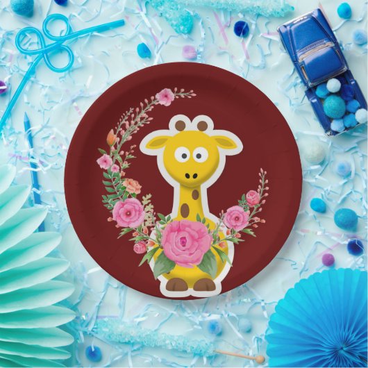 Sonnenblumen Giraffe Rosenpapier Teller (Party)