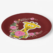 Sonnenblumen Giraffe Rosenpapier Teller (Schrägansicht)