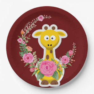 Sonnenblumen Giraffe Rosenpapier Teller