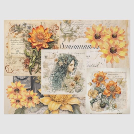 Sonnenblumen & Girly Dreams Collage Tissue Seidenpapier (Vorderseite)
