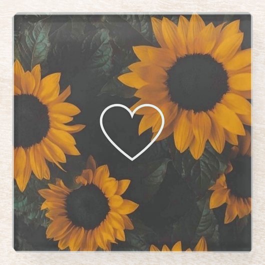 Sonnenblumen Glasuntersetzer (Vorderseite)