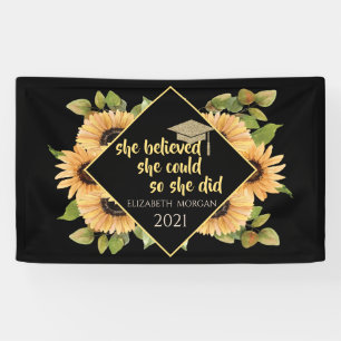 Sonnenblumen Glitzer Graduate Cap Banner