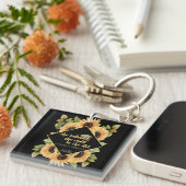 Sonnenblumen Glitzer Graduate Cap Getränkekammer K Schlüsselanhänger (Vorderseite rechts)