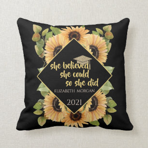 Sonnenblumen Glitzer Graduate Cap Getränkekammer Kissen