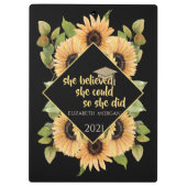 Sonnenblumen Glitzer Graduate Cap Klemmbrett (Rückseite)