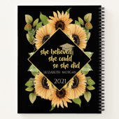 Sonnenblumen Glitzer Graduate Cap Notizblock (Rückseite)