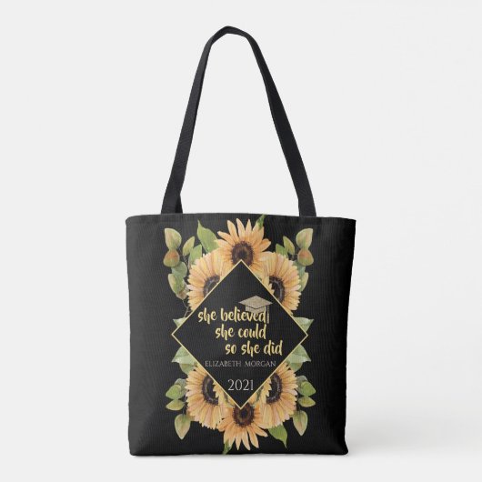 Sonnenblumen Glitzer Graduate Cap Tasche (Rückseite)
