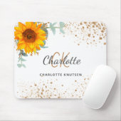 Sonnenblumen Glitzer Monogramm Name Mousepad (Mit Mouse)