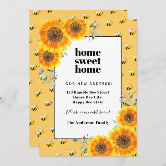 Sonnenblumen glückliche Hummeln neue Zuhause beweg Ankündigung (Vorne/Hinten)
