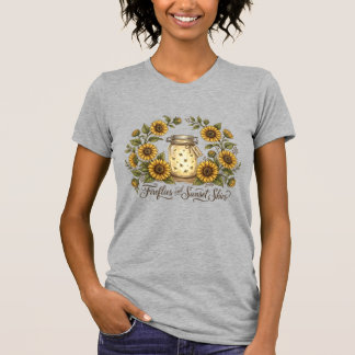 Sonnenblumen Glühwürmchen Sonnenuntergang Himmel F T-Shirt