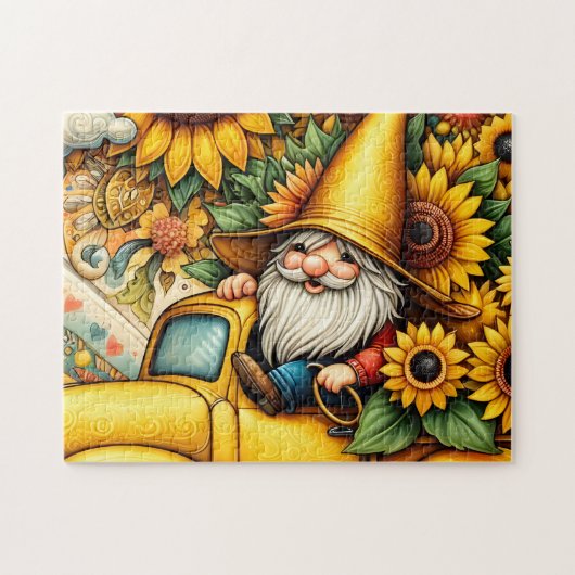 Sonnenblumen-Gnom-LKW Puzzle (Horizontal)