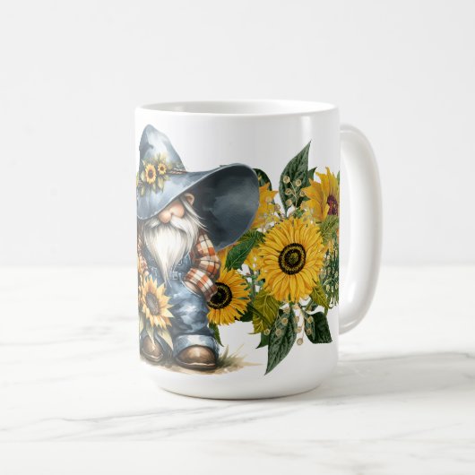 Sonnenblumen Gnome Kaffeetasse (VorderseiteRechts)