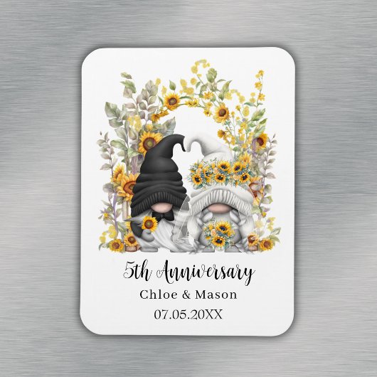Sonnenblumen Gnomes 5th Wedding Anniversary Custom Magnet