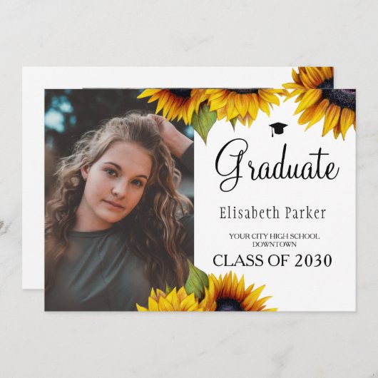 Sonnenblumen Gold 2 Fotos Abschluss Ankündigung (Vorne/Hinten)