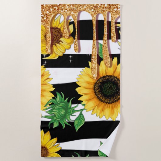 Sonnenblumen-Gold-Drip-Strandtuch Strandtuch (Vorderseite)