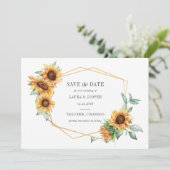 Sonnenblumen-Gold-Effekt Geometrischer Rahmen Save The Date (Stehend Vorderseite)