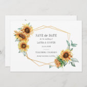 Sonnenblumen-Gold-Effekt Geometrischer Rahmen Save The Date (Vorne/Hinten)