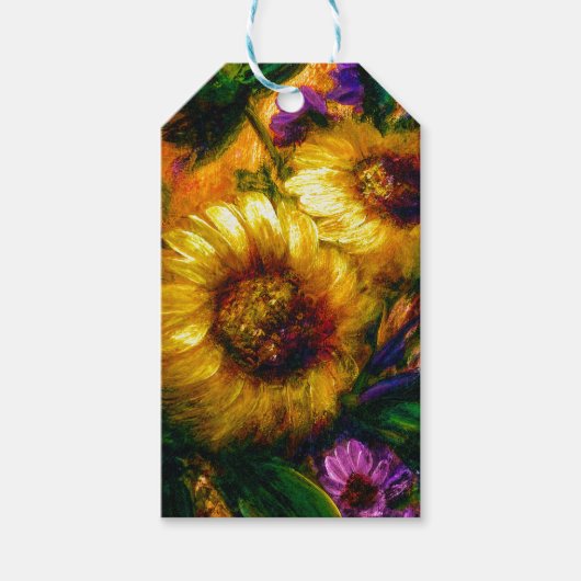 "Sonnenblumen Gold" Geschenkanhänger (Vorderseite)