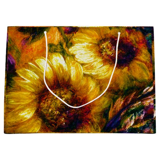 "Sonnenblumen Gold" Große Geschenktüte (Vorderseite)