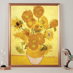 Sonnenblumen Gold Hintergrund Vincent van Gogh Poster
