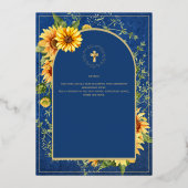 Sonnenblumen Gold Katholische Hochzeit Elegantes B Folieneinladung (Rückseite)