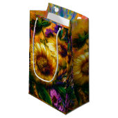 "Sonnenblumen Gold" Kleine Geschenktüte (Vorderseite Schrägansicht)