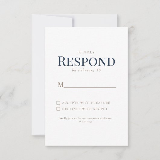 Sonnenblumen Gold & Navy Text Wedding RSVP Karte (Vorderseite)