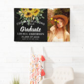 Sonnenblumen & Goldene Confetti Abschluss Foto Banner (Insitu)