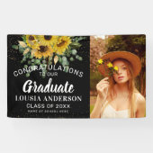 Sonnenblumen & Goldene Confetti Abschluss Foto Banner (Horizontal)