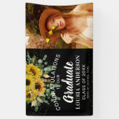 Sonnenblumen & Goldene Confetti Abschluss Foto Banner (Vertikal)