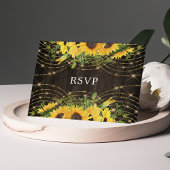Sonnenblumen Goldene Lichterkette Rustikale Hochze Postkarte
