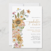 Sonnenblumen-Graduierungspartei Einladung (Vorderseite)