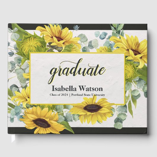 Sonnenblumen-Graduierungspartei - Sake Gästebuch (Vorderseite)