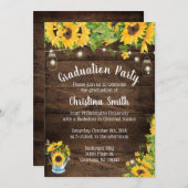 Sonnenblumen-Graduierungsparty - Land Rustikal Einladung (Vorne/Hinten)