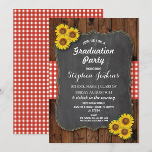 Sonnenblumen Graduierungsparty Rustikales Holz ein Einladung