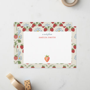 Sonnenblumen-Grandmillennial-Erdbeeren-Grußkarte Mitteilungskarte