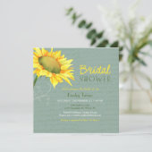 Sonnenblumen Grayed Jade Brautparty Einladung (Stehend Vorderseite)