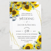 Sonnenblumen Green Gold Geometric Wedding Einladun (Vorne/Hinten)