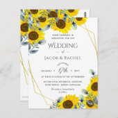 Sonnenblumen Green Gold Geometric Wedding Einladun Postkarte (Vorne/Hinten)