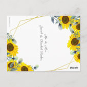 Sonnenblumen Green Gold Geometric Wedding Einladun Postkarte (Rückseite)