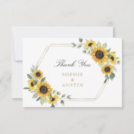 Sonnenblumen Greenery Geometric Gold Wedding Dankeskarte
