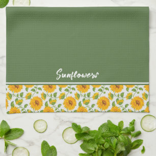 Sonnenblumen grenzen an individuelle Küchentücher